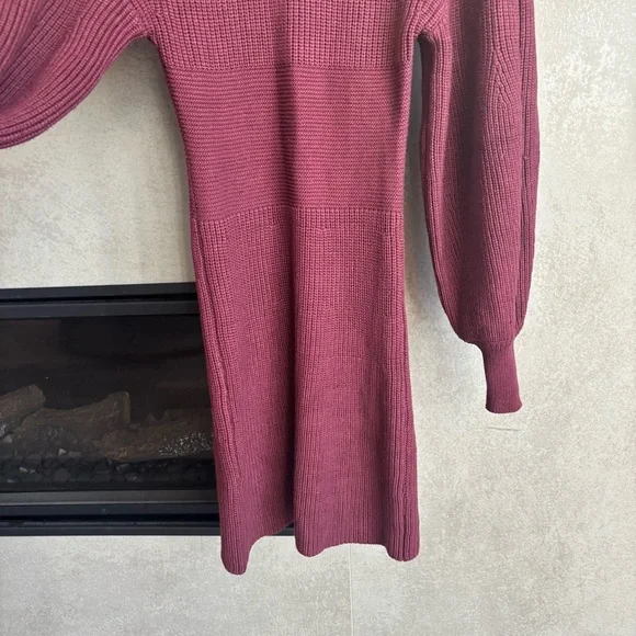 STAUD Marlebone Rib Knit Mini Dress With Balloon Sleeve, Size S - Picture 12 of 16